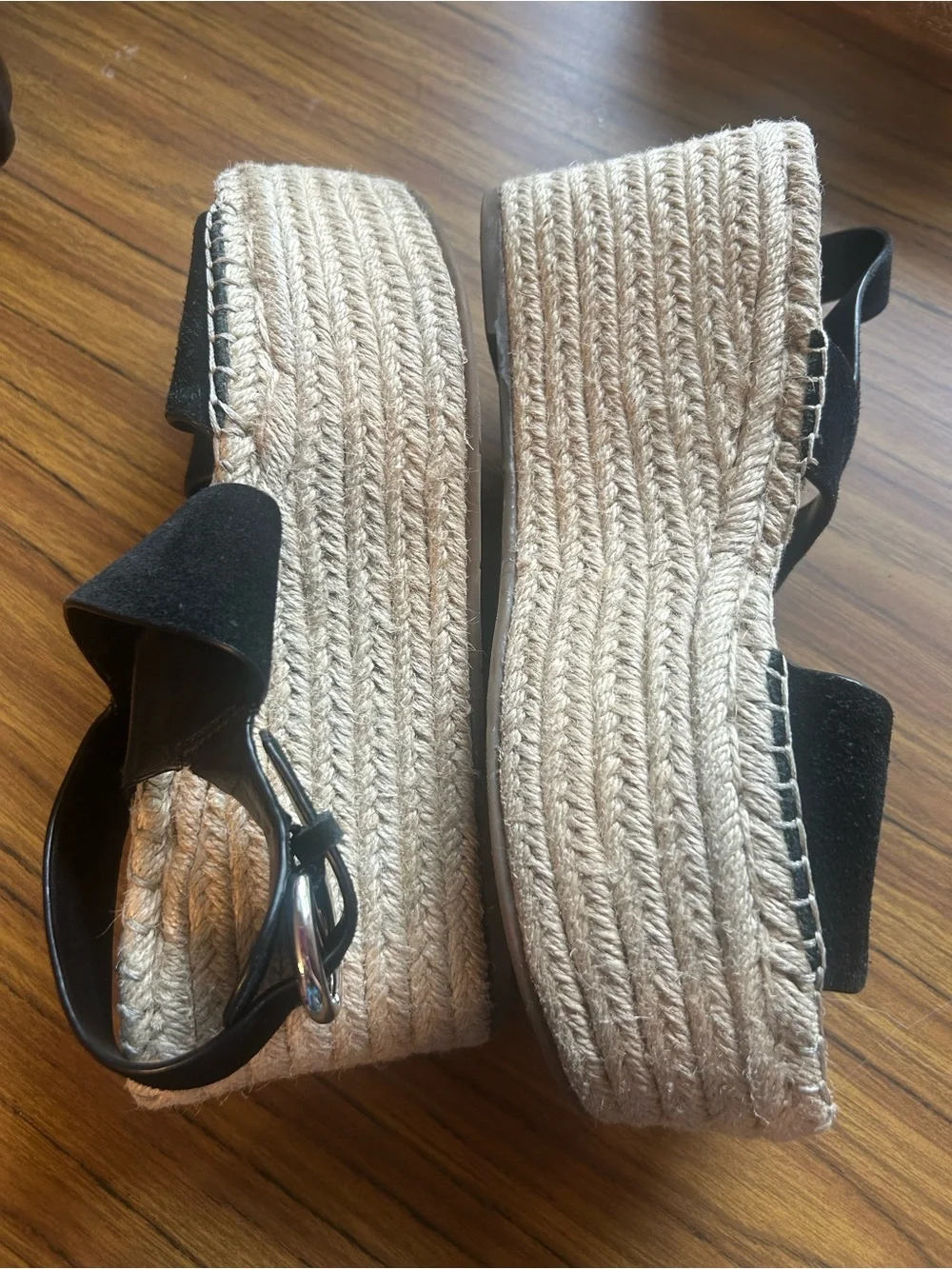 Marc Fisher Black Suede Platform Espadrille Sandals 8.5 Leather